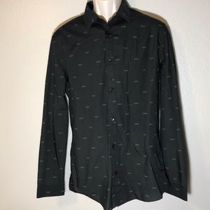 H&M glasses print button down long sleeve